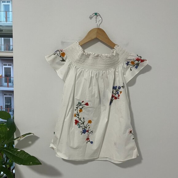 Tory Burch White Floral Embroidered Off the Shoulder Short Sleeve Blouse Size 0 - Picture 6 of 6